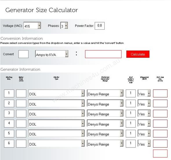 Generator sizing calculator kw to amps