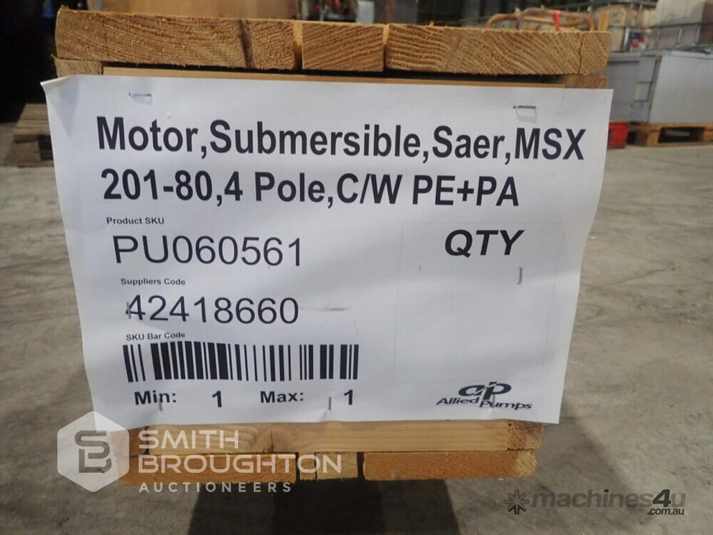 Used CRATE COMPRISING OF SAER SUBMERSIBLE MOTOR UNUSED Construction