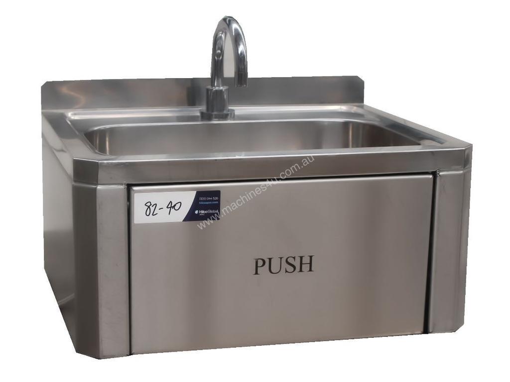 Used PUSH HANDS FREE RETANGULAR STAINLESS STEEL HAND BASIN KNEE