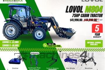TANNERTRACK - LOVOL TB-3 75HP Cabin, Synchromesh Gearbox 4WD Tractor with 4in1 Loader