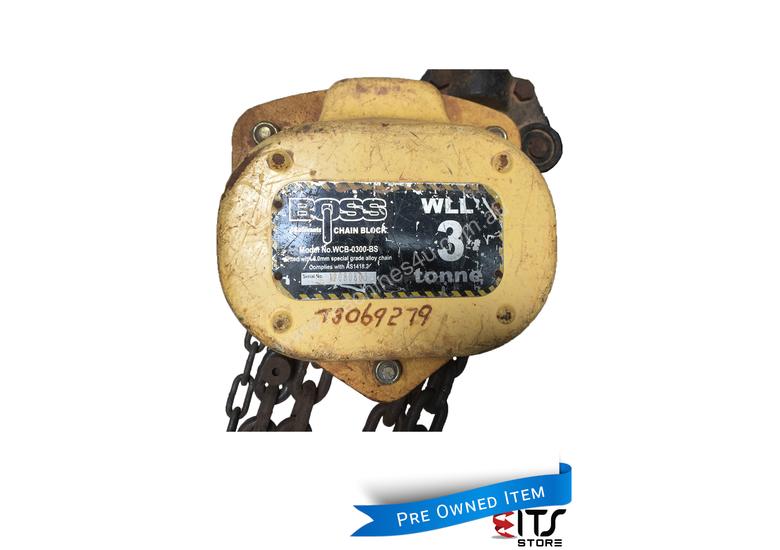 caption Chain Hoist 3 ton x 3 meter drop lifting Block and Tackle Boss Bullivants