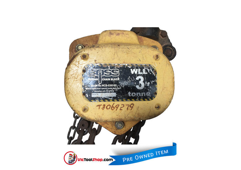 caption Chain Hoist 3 ton x 3 meter drop lifting Block and Tackle Boss Bullivants