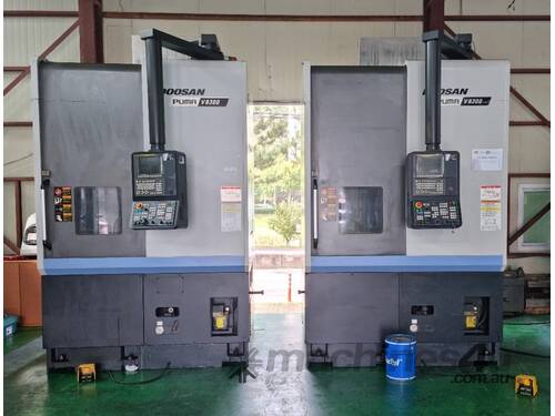 Set of two 2017 Doosan V8300 CNC Vertical Lathes