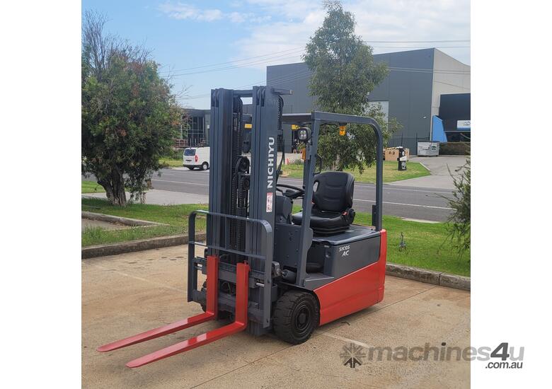 caption Nichiyu 3 wheel counter balance Forklift Model FBT18PN-75BC lifting 1.8 T lift height 4.7m New Batt! - Hire
