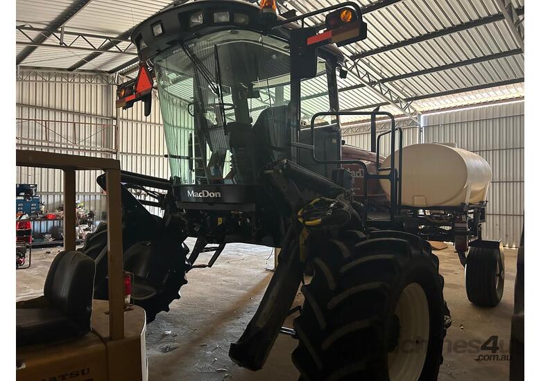 caption 2015 MACDON M155 WINDROWER & 2016 D65 35' SWATHER FRONT