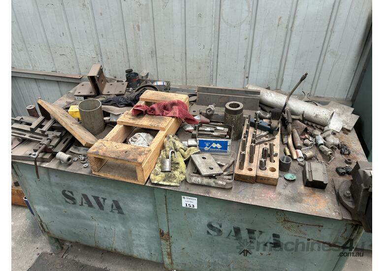 caption Steel Fabricated Workbench With Vice + Adjacent Storage Cabinet