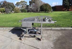 STAINLESS STEEL Motorised Chain Link Belt Conveyor - 1.8m long - Schomaker