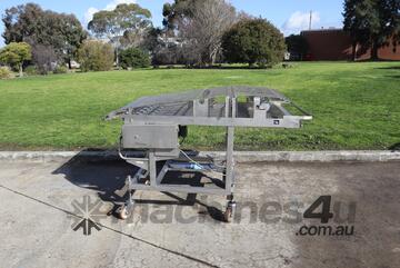 STAINLESS STEEL Motorised Chain Link Belt Conveyor - 1.8m long - Schomaker