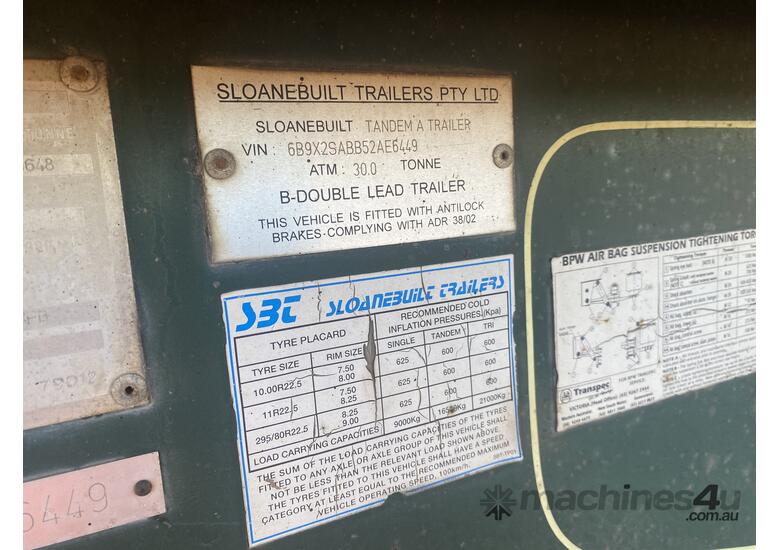 2005 Sloanbuilt Trailers Tandem B-Double Combination Set