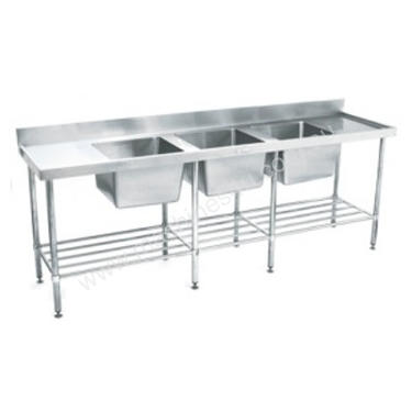 SIMPLY STAINLESS 2400x600x900 TRIPLE SINK BENCH