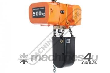 Electric Chain Hoist 1/2S1 0.5 Tonne x 3 Metre Lift Single Speed: 3.6m/min. Lift Speed