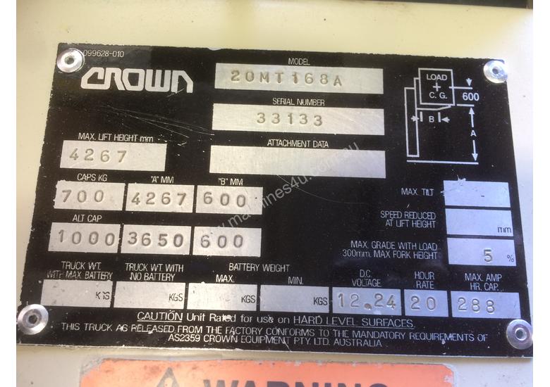 caption CROWN-20IMT1ton 3.3WALKIE STACKER,FORKLIFT NEW BATT L