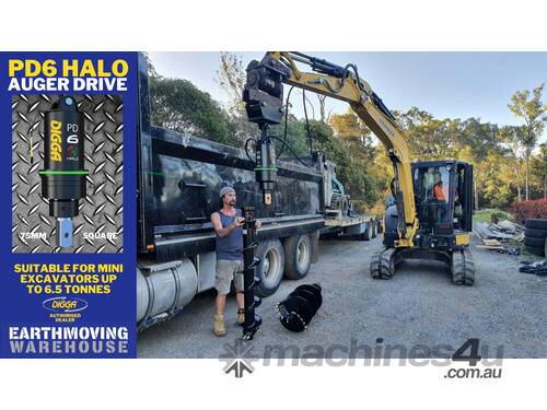 caption Digga PD6 75mm square auger drive combo package mini excavator up to 6.5T