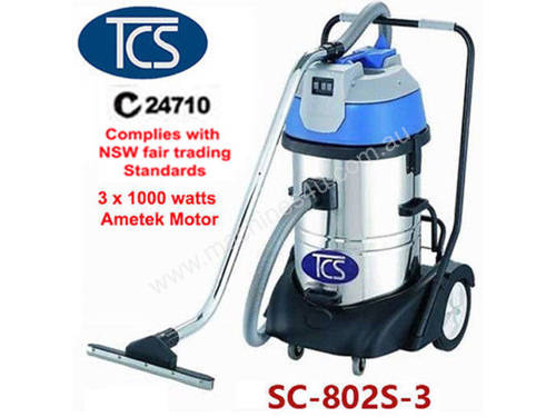 TCS 80L Commercial Industrial Wet & Dry Vacuum Cleaner with 3 x 1000w Ametek Motors