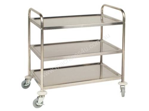 Vogue 3 Tier Flat Pack Trolley St/St 855Lx535Wx940mmH