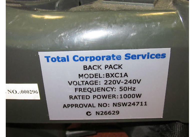 caption TCS NEW Commercial Dry Backpack Vacuum Cleaner Ametek Motor 1000W 3L