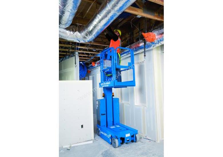 caption Genie 12ft Manlift Vertical Lift – Compact & Ideal for Indoor Tasks with Easy Maneuverability!