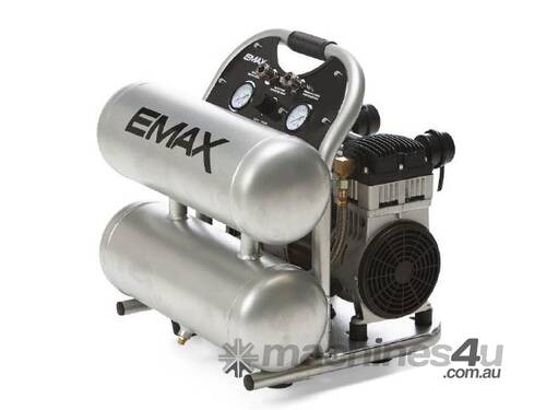 EMAX EMX220SA 1100W 20L ALUMINUM TWIN TANK SILENT TECHNOLOGY OIL FREE AIR COMPRESSOR FAD 130LPM