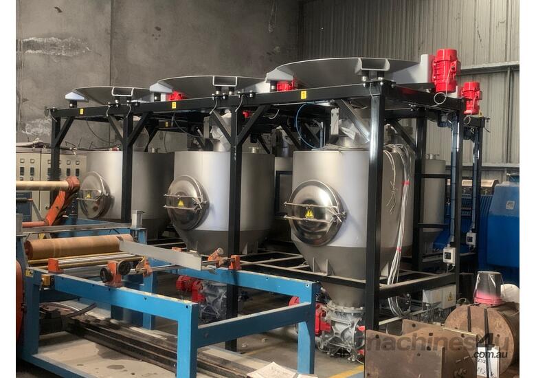 2000Litre(Max) Dinnissen THREE Station Stainless Steel Debagging Hoppers with Vibrators De-bagging