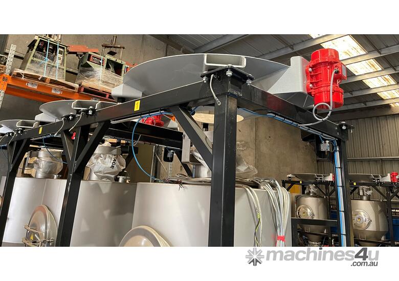 2000Litre(Max) Dinnissen THREE Station Stainless Steel Debagging Hoppers with Vibrators De-bagging