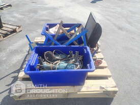 PALLET COMPRISING OF 2 X PLASTIC CRATES CONTAINING ASSORTED ANGLE GRINDERS, STRAPPING MACHINE FRAMES - picture0' - Click to enlarge