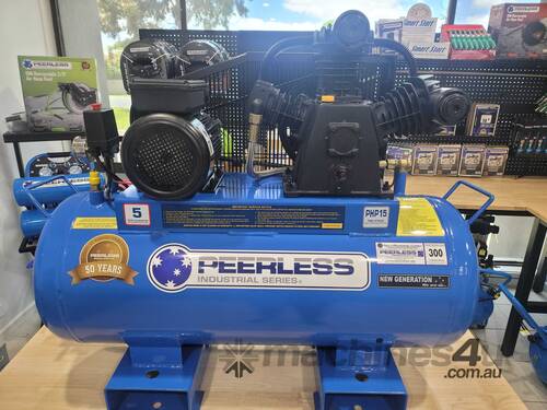 Peerless PHP15 Three Phase Air Compressor: Belt Drive, 4HP, 300LPM - for High Pressure