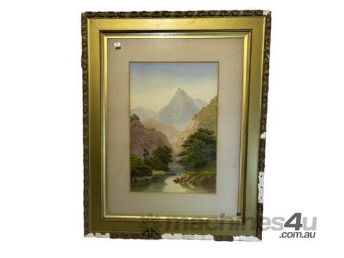 caption MOUNTAIN LANDSCAPE WATER COLOUR PAINTING