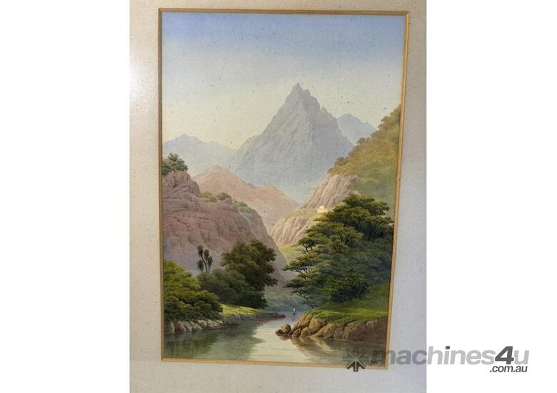 caption MOUNTAIN LANDSCAPE WATER COLOUR PAINTING