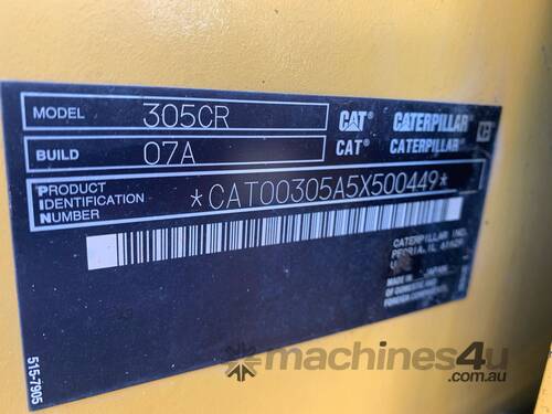 2022 Caterpillar 305CR Excavator (Rubber Tracked)