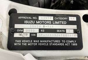 2019 Isuzu D-MAX SX High Ride Diesel