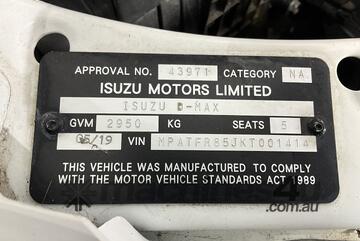 2019 Isuzu D-MAX SX High Ride Diesel