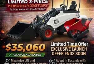 Brand New Ozziquip AL40 Mini Loader 4-in-1 with Hydraulic Chipper 3-Piece Package