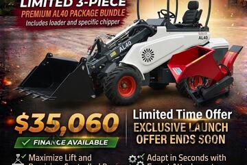 Brand   Ozziquip AL40 Mini Loader 4-in-1 with Hydraulic Chipper 3-Piece Package