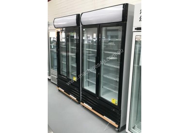 caption F.E.D Two Door Upright Display Fridge - Black Front - LG-1000BG