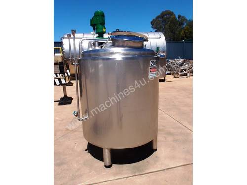 Stainless Steel Jacketed Mixing Tank, Capacity: 1,000Lt