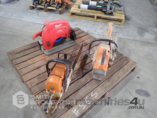 PALLET COMPRISING OF STIHL DEMOLITION SAW, STIHL PETROL CHAIN SAW & MILWAUKEE DROP SAW