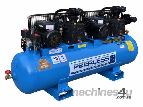 Peerless PT35 Single Phase Air Compressor: Belt Drive, 15Amp, 7HP, 600LPM - for High Pressure