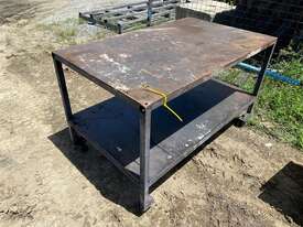 STEEL WORKSHOP BENCH ON CASTORS - picture0' - Click to enlarge