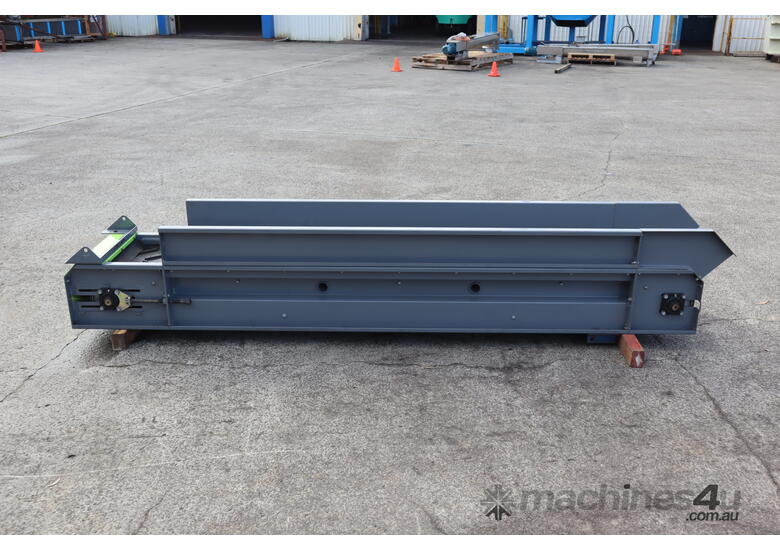 caption Motorised Incline Trough Belt Conveyor 3m Long
