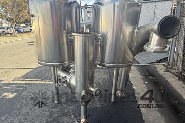 Dual 180L Stainless Steel Vacuum vessel cyclone tangential inlet on stand 6