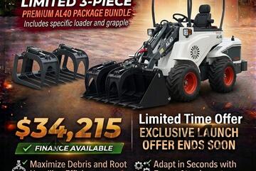 Brand   Ozziquip AL40 Mini Loader 4-in-1 with Log Grapple 3-Piece Package