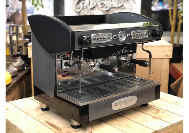 caption BRUGNETTI BRERA 2 GROUP BLACK GREY ESPRESSO COFFEE MACHINE