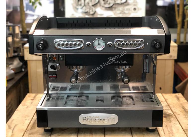 caption BRUGNETTI BRERA 2 GROUP BLACK GREY ESPRESSO COFFEE MACHINE