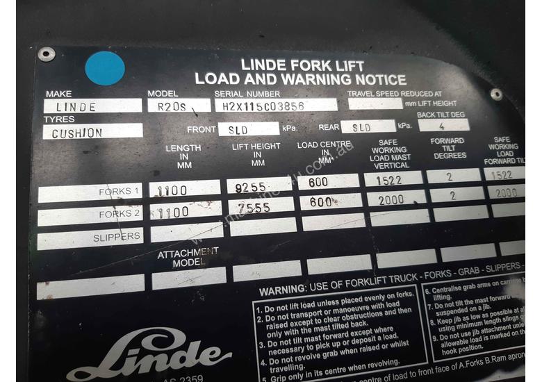 caption Used Forklift: R20S Genuine Preowned Linde 2t