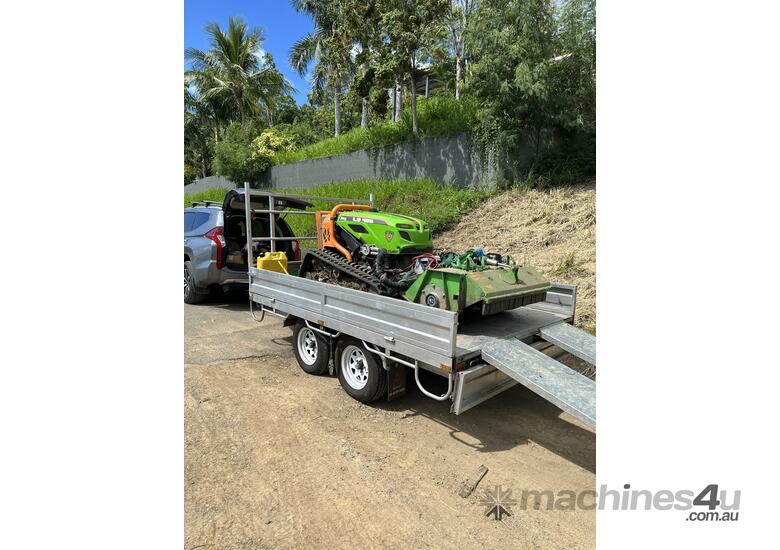 caption Slashing Machine/Lawnmower Remote Control on Tracks with Trailer