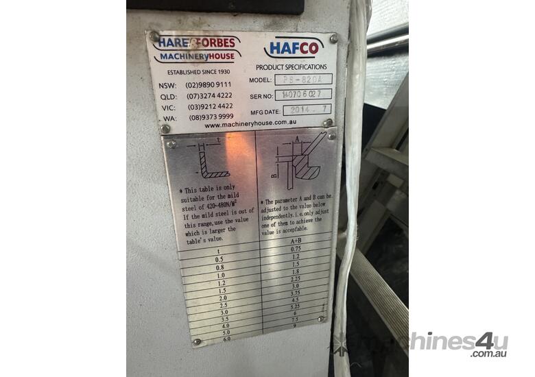 2014 Hafco Metalmaster PB-820A Panbrake Folder 