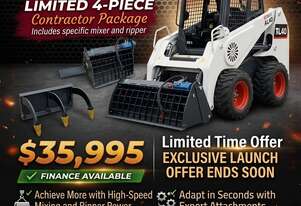 Brand New Ozziquip AL40 Mini Loader 4-in-1 with Mixing Bucket and Ripper 4-Piece Package