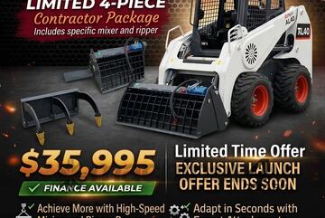 Brand   Ozziquip AL40 Mini Loader 4-in-1 with Mixing Bucket and Ripper 4-Piece Package