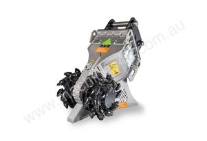 Rock grinders with fixed teeth for excavators having a weight between 2.5 and 70 t.