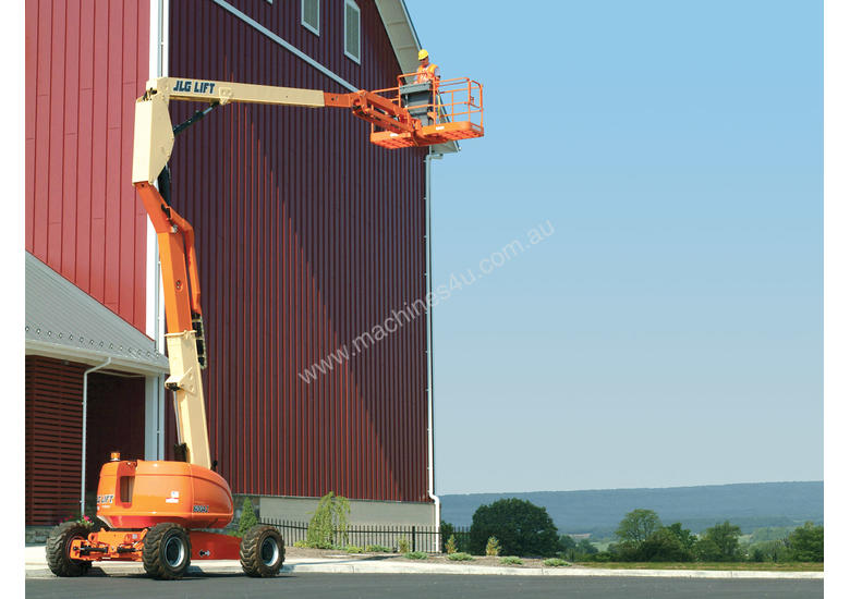 caption JLG 600AJ 60ft Diesel Knuckle Boom Lift – Powerful, Versatile & Ideal for Rough Terrain